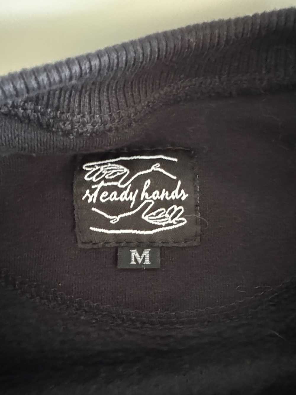 Steady Hands Black Playful Gray Cloud Patch Applique Oversized Sweatshirt size M - Picture 4 of 9
